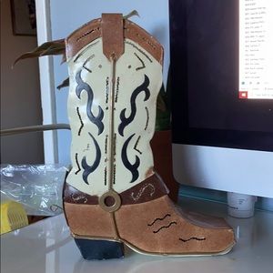 Old western cowboy boot candle holder